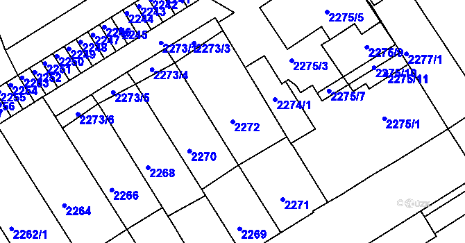 Parcela st. 2272 v KÚ Tábor, Katastrální mapa