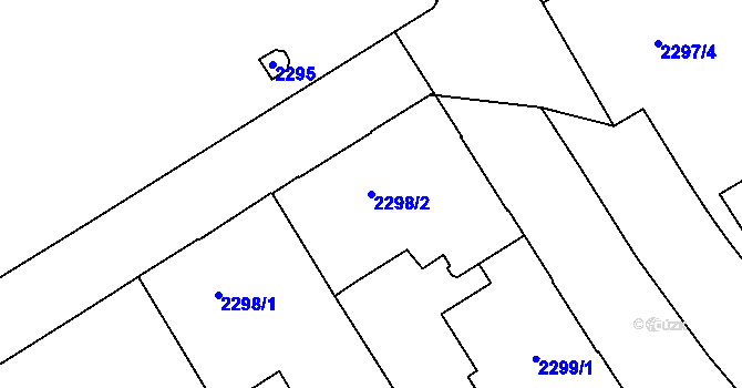 Parcela st. 2298/2 v KÚ Tábor, Katastrální mapa