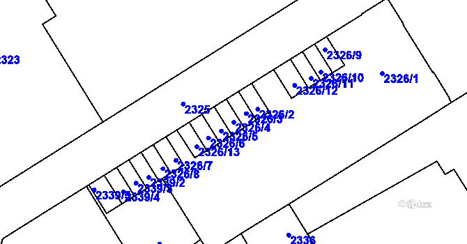 Parcela st. 2326/4 v KÚ Tábor, Katastrální mapa