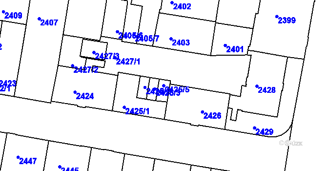 Parcela st. 2425/5 v KÚ Tábor, Katastrální mapa