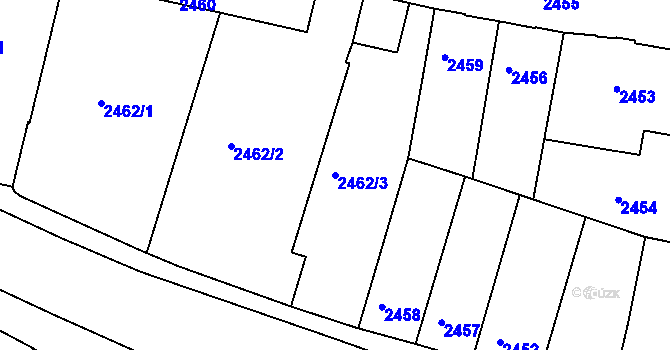 Parcela st. 2462/3 v KÚ Tábor, Katastrální mapa