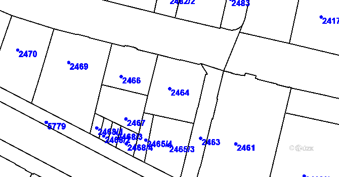 Parcela st. 2464 v KÚ Tábor, Katastrální mapa