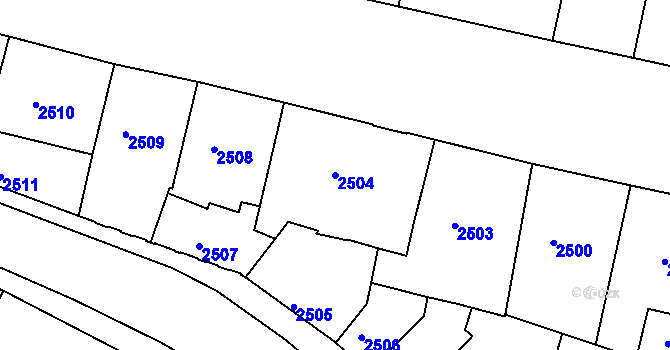 Parcela st. 2504 v KÚ Tábor, Katastrální mapa