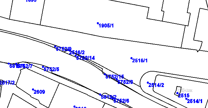 Parcela st. 2516 v KÚ Tábor, Katastrální mapa