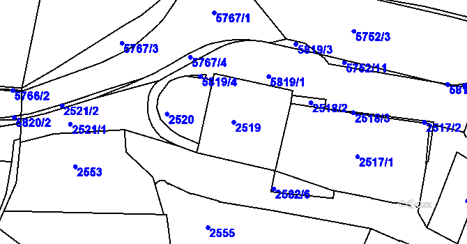 Parcela st. 2519 v KÚ Tábor, Katastrální mapa