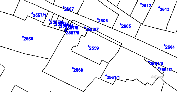 Parcela st. 2559 v KÚ Tábor, Katastrální mapa