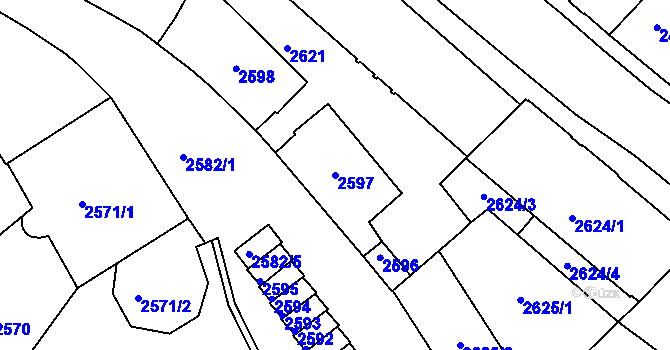 Parcela st. 2597 v KÚ Tábor, Katastrální mapa