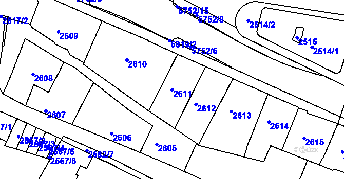 Parcela st. 2611 v KÚ Tábor, Katastrální mapa