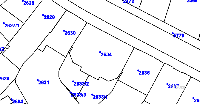 Parcela st. 2634 v KÚ Tábor, Katastrální mapa