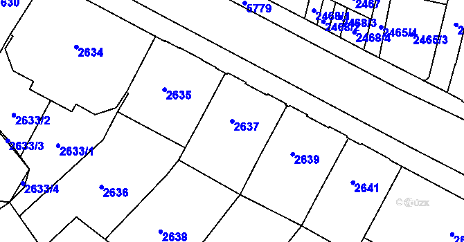 Parcela st. 2637 v KÚ Tábor, Katastrální mapa