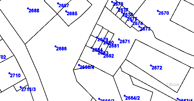 Parcela st. 2683 v KÚ Tábor, Katastrální mapa