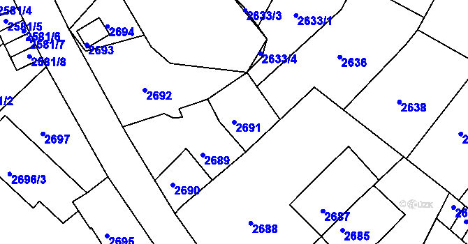 Parcela st. 2691 v KÚ Tábor, Katastrální mapa