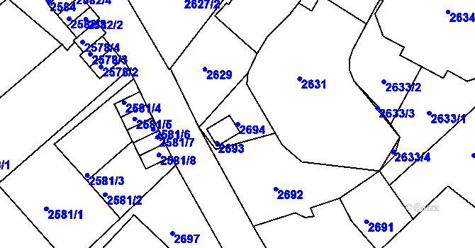 Parcela st. 2694 v KÚ Tábor, Katastrální mapa
