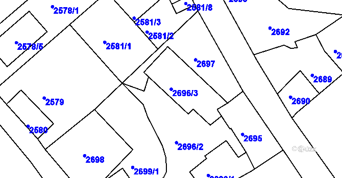 Parcela st. 2696/3 v KÚ Tábor, Katastrální mapa