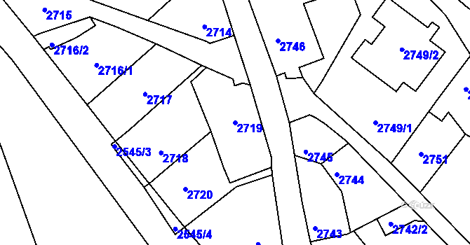 Parcela st. 2719 v KÚ Tábor, Katastrální mapa
