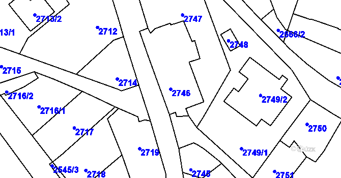 Parcela st. 2746 v KÚ Tábor, Katastrální mapa
