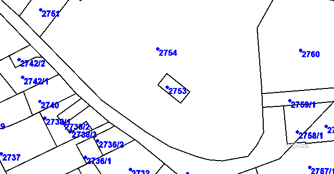 Parcela st. 2753 v KÚ Tábor, Katastrální mapa