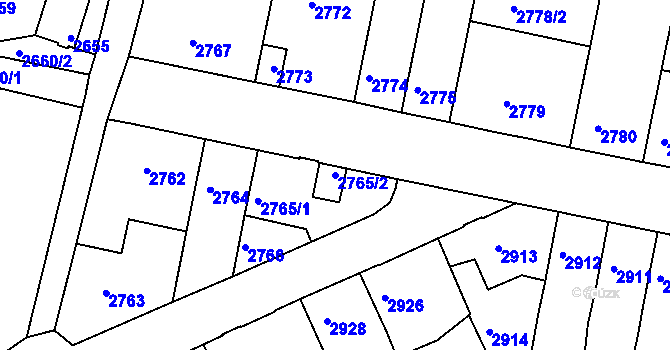 Parcela st. 2765/2 v KÚ Tábor, Katastrální mapa