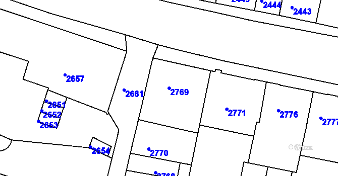 Parcela st. 2769 v KÚ Tábor, Katastrální mapa