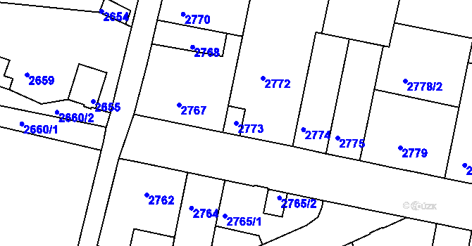 Parcela st. 2773 v KÚ Tábor, Katastrální mapa