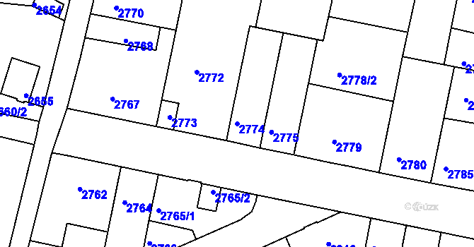 Parcela st. 2774 v KÚ Tábor, Katastrální mapa