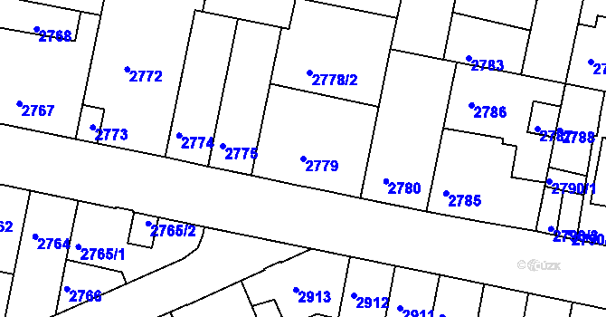 Parcela st. 2779 v KÚ Tábor, Katastrální mapa