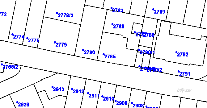 Parcela st. 2785 v KÚ Tábor, Katastrální mapa