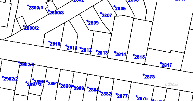 Parcela st. 2813 v KÚ Tábor, Katastrální mapa
