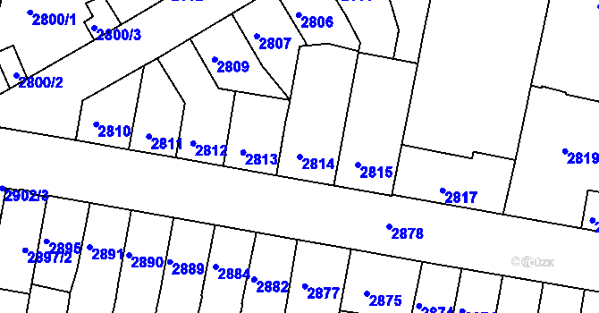 Parcela st. 2814 v KÚ Tábor, Katastrální mapa