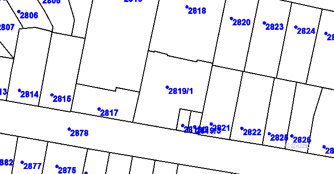 Parcela st. 2819/1 v KÚ Tábor, Katastrální mapa