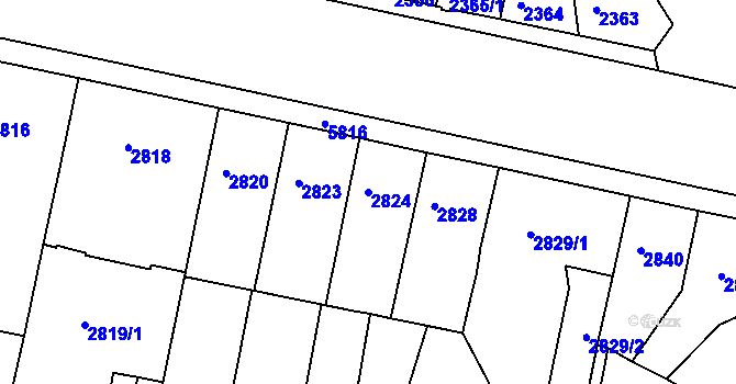Parcela st. 2824 v KÚ Tábor, Katastrální mapa