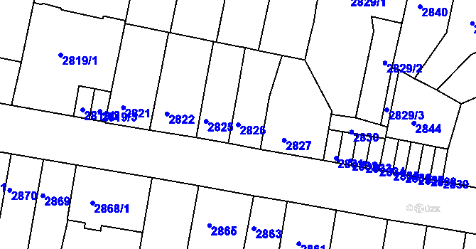 Parcela st. 2826 v KÚ Tábor, Katastrální mapa
