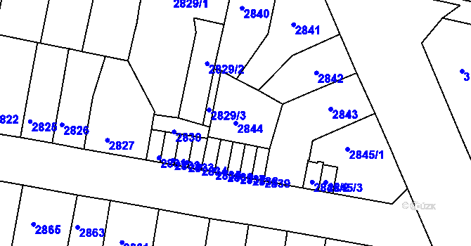 Parcela st. 2844 v KÚ Tábor, Katastrální mapa