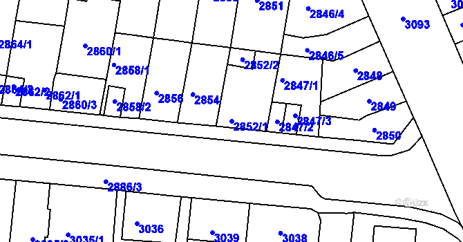 Parcela st. 2852/1 v KÚ Tábor, Katastrální mapa