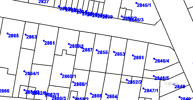 Parcela st. 2855 v KÚ Tábor, Katastrální mapa