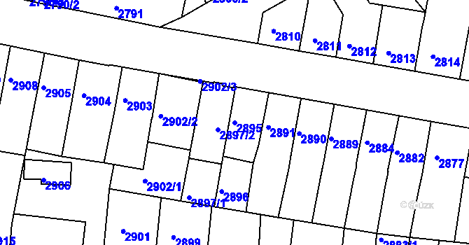 Parcela st. 2895 v KÚ Tábor, Katastrální mapa