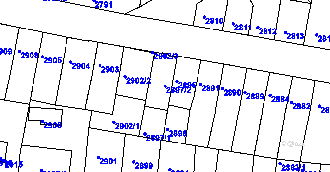 Parcela st. 2897/2 v KÚ Tábor, Katastrální mapa