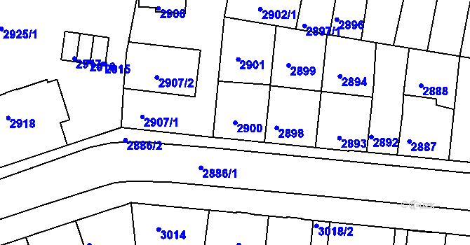 Parcela st. 2900 v KÚ Tábor, Katastrální mapa