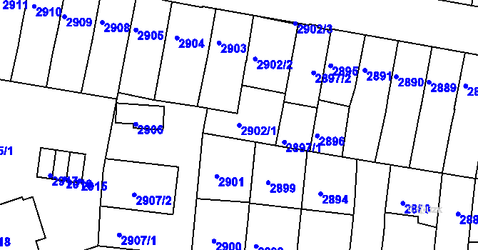 Parcela st. 2902/1 v KÚ Tábor, Katastrální mapa