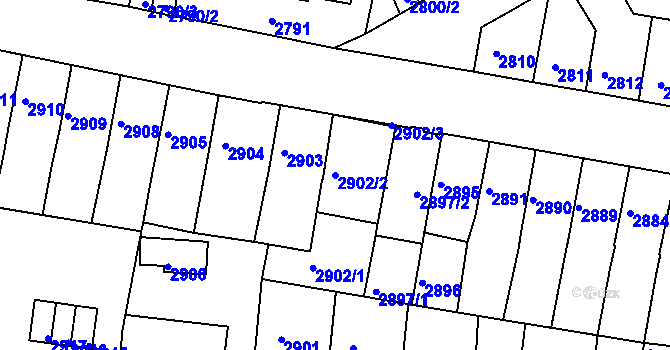 Parcela st. 2902/2 v KÚ Tábor, Katastrální mapa