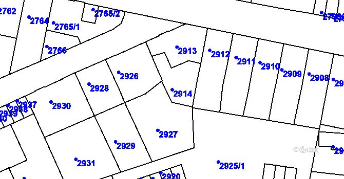 Parcela st. 2914 v KÚ Tábor, Katastrální mapa