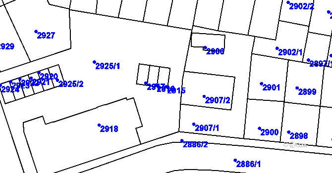 Parcela st. 2915 v KÚ Tábor, Katastrální mapa