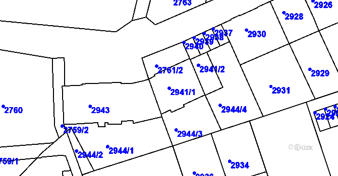 Parcela st. 2941/1 v KÚ Tábor, Katastrální mapa
