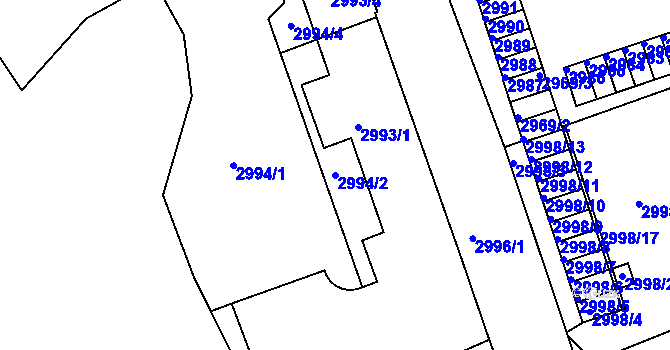 Parcela st. 2994/2 v KÚ Tábor, Katastrální mapa