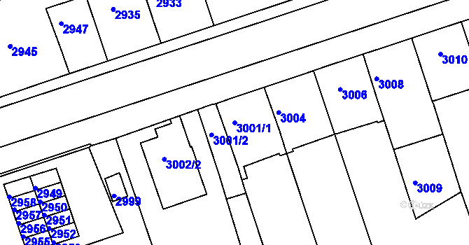Parcela st. 3001/1 v KÚ Tábor, Katastrální mapa