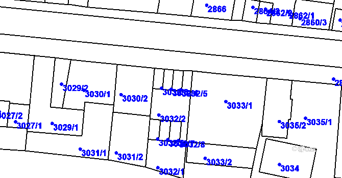 Parcela st. 3032/4 v KÚ Tábor, Katastrální mapa