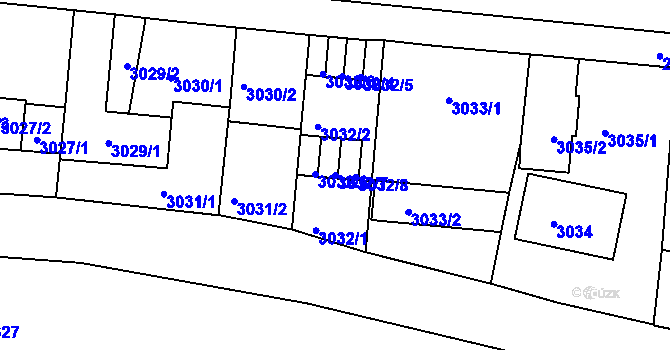 Parcela st. 3032/7 v KÚ Tábor, Katastrální mapa