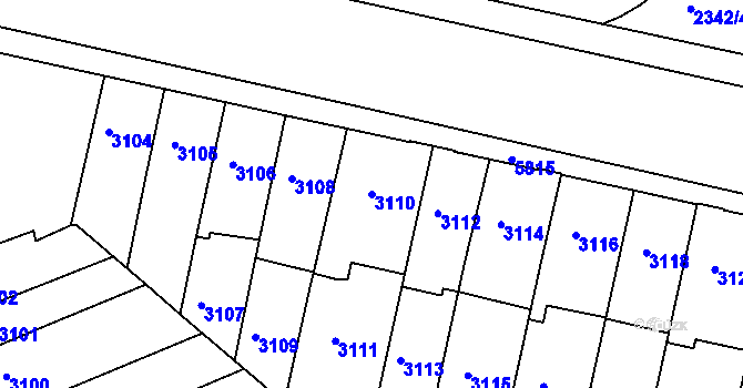 Parcela st. 3110 v KÚ Tábor, Katastrální mapa