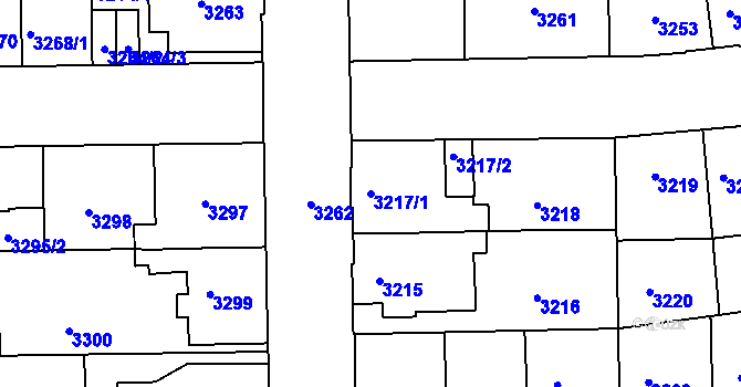 Parcela st. 3217/1 v KÚ Tábor, Katastrální mapa