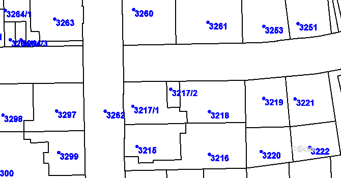 Parcela st. 3217/2 v KÚ Tábor, Katastrální mapa